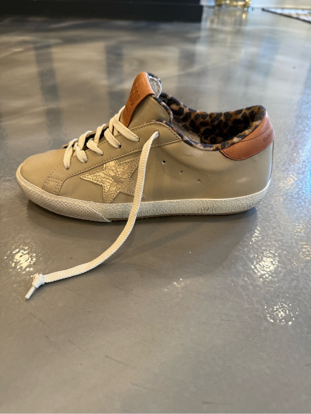 Golden Goose Women’s Kids Lace-Up Sneakers with Leopard Lining - Picture 10 of 13